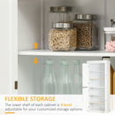 HOMCOM Modern Kitchen Storage Cabinet, 6-Tier Shelves W/ 4 Adjustable, White