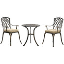 Outsunny 3 PCs Aluminium Garden Coffee Table Set w/ Parasol Hole & Cushions