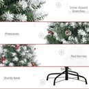HOMCOM Christmas Tree Slim 6' with Pinecones and Berries