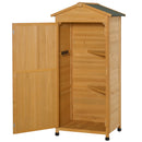 Outsunny 74x55x155cm Garden Storage Shed Cabinet 2 Shelves Hooks Lock Yellow