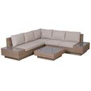 Outsunny 4Pcs Rattan Sofa Set Garden Furniture Set with Armrest Cushions Beige