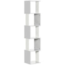 HOMCOM 5-Tier Bookshelf Freestanding Bookcase Storage Shelves Study, Light Grey