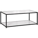 HOMCOM Coffee Table Cocktail Table w/ Faux Marble Top and Steel Frame, White