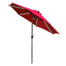 Outsunny 2.7m Garden Parasol Summer Shelter w/ LED Solar Light Crank Tilt Red