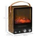 HOMCOM Tabletop Electric Fireplace with Handlle - Dark Walnut