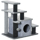 PawHut Dog Steps for Bed 4 Step Pet Stairs Cat House with Detachable Cover