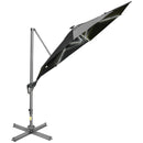 Outsunny 3m Solar LED Cantilever Parasol Adjustable Garden Umbrella Dark Grey