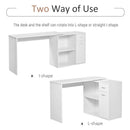 HOMCOM L-Shaped Desk Computer Corner Desk, Dining Table with Storage Shelf and Drawer, Workstation for Home Office, White