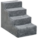 PawHut Four-Step Portable Dog Stairs with Washable Plush Cover, for Small Pets