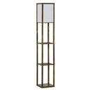 HOMCOM Floor Lamp Reading Lamp with 3-Tier Storage Shelf for Home Office Brown