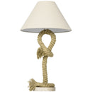 HOMCOM Farmhouse Table Lamp with Fabric Lampshade Twisted Hemp Rope for Study