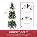 HOMCOM Christmas Tree Snow Dipped Slim 6' with Pine Cones & Berries