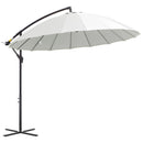 Outsunny 3(m) Cantilever Shanghai Parasol w/ Crank Handle, Cross Base, Off-White