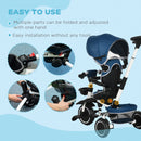 HOMCOM Baby Tricycle 7in1 Stroller with Handle - Blue