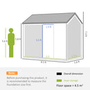 Outsunny 8x6ft Metal Garden Shed Outdoor Storage Shed w/ Doors Window, Grey