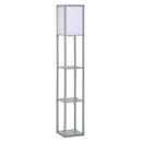 HOMCOM Floor Lamp Reading Lamp with 3-Tier Storage Shelf for Home Office Grey