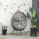 Outsunny Wicker Rattan Egg Chair with 4 Legs Grey