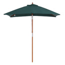 Outsunny Wooden Patio Umbrella Market Parasol Outdoor Sunshade 6 Ribs Green