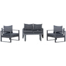Outsunny 4 Piece Aluminium Outdoor Furniture Set w/ Table & Olefin Cushion Cover