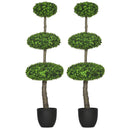 HOMCOM Set of 2 Artificial Boxwood Ball Topiary Trees, 110cm Decorative Fake Plants in Pot for Home Indoor Outdoor Decor, Green