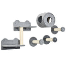 PawHut 5Pcs Cat Wall Furniture with Perch, Cat Condo, Scratching Post - Grey