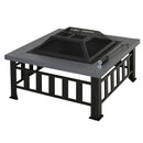 Outsunny Metal Large Firepit  w/ Rain Cover  86 x 86 x 54cm, Black